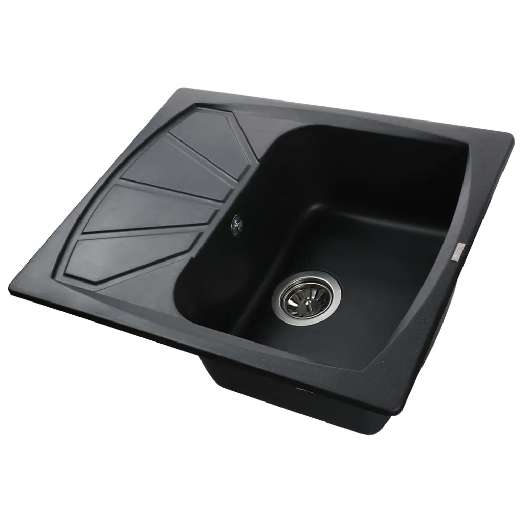 Гранітна мийка Globus Lux TANA 610х500-А0002, чорний- Фото 3